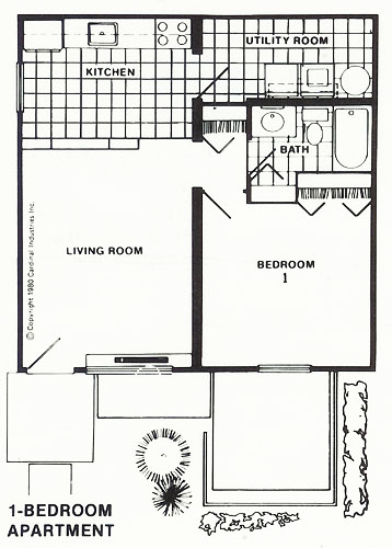 1 Bedroom / 1 Bath Floorplan