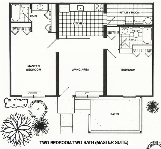 2 Bedroom / 2 Bath Floorplan